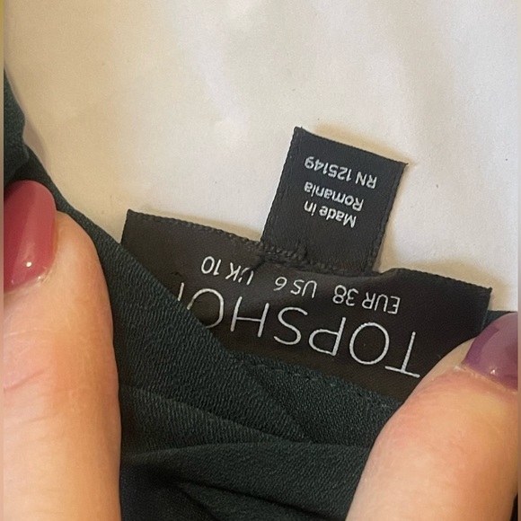 TopShop Origami Tuck Shirt Emerald Green Blouse Size 6 - Picture 6 of 10